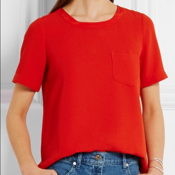 Madewell Tops - Madewell Red Crepe Button Back Top